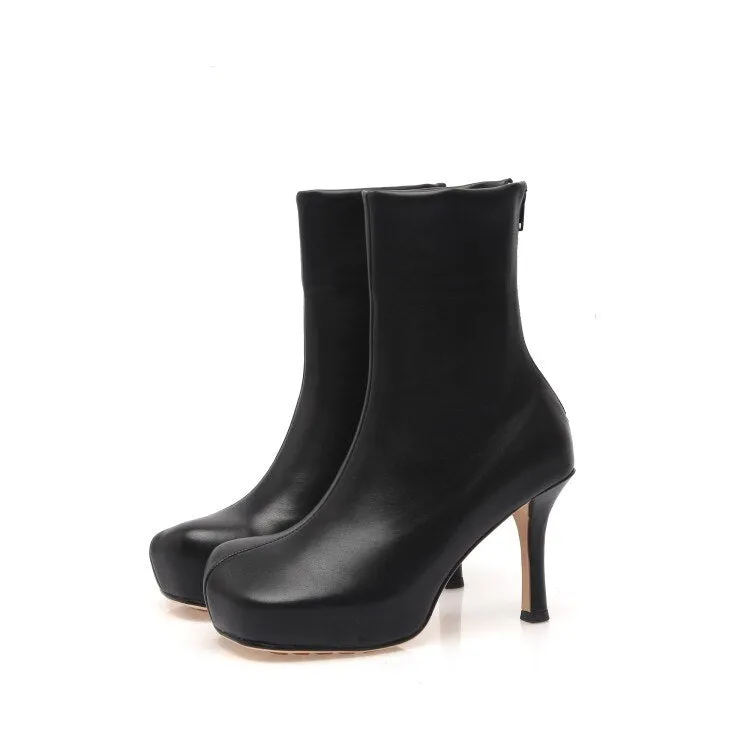 Square Toe Stretch Winter Women Ankle Boots
