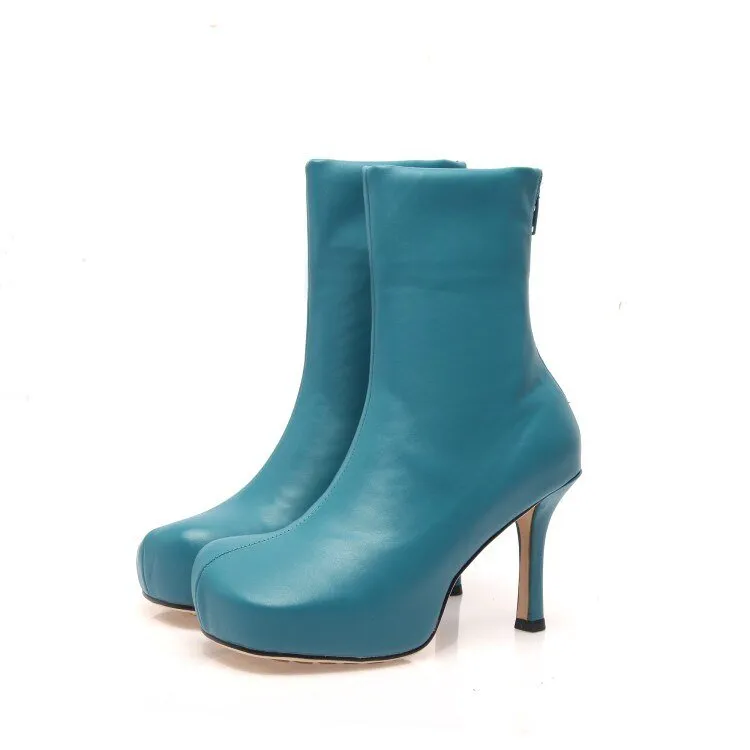 Square Toe Stretch Winter Women Ankle Boots
