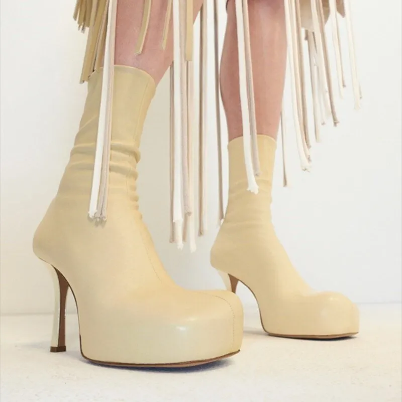 Square Toe Stretch Winter Women Ankle Boots