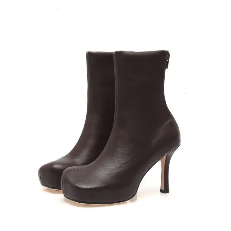 Square Toe Stretch Winter Women Ankle Boots