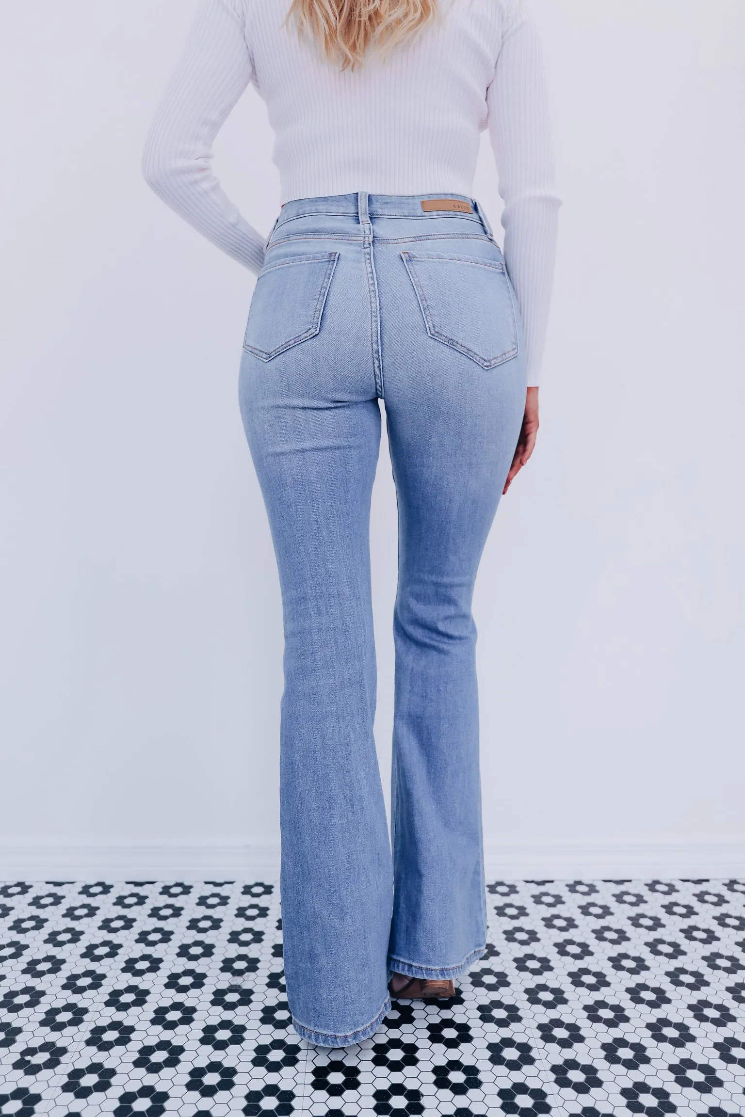 Staci Distressed Flare Jeans - Light Wash