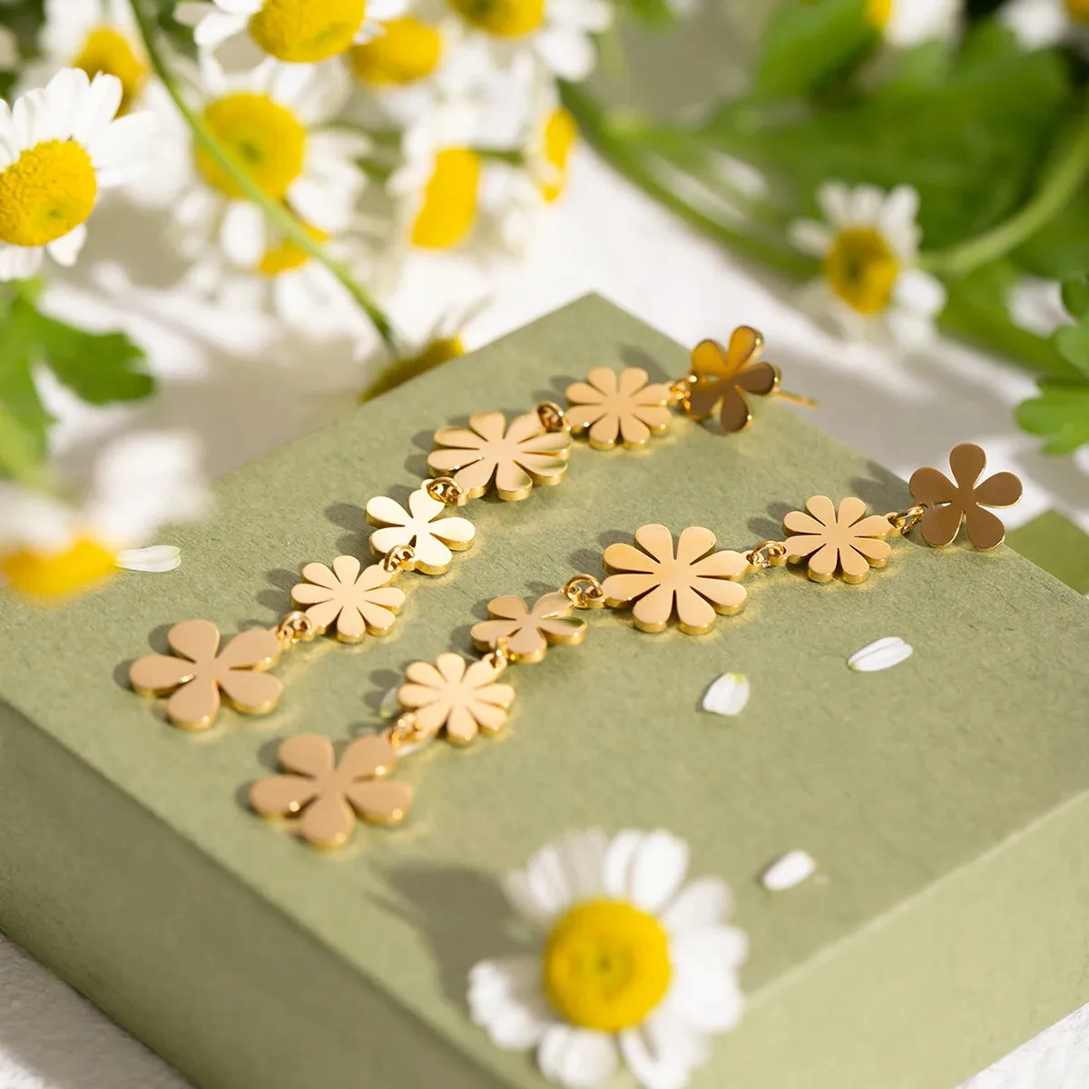 Summer Light Daisy Long Pendant Earrings