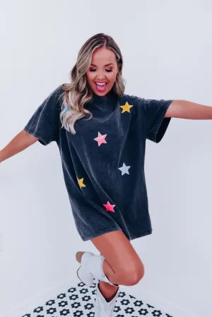 Tahti Sequin Star Mini T-Shirt Dress - Multi