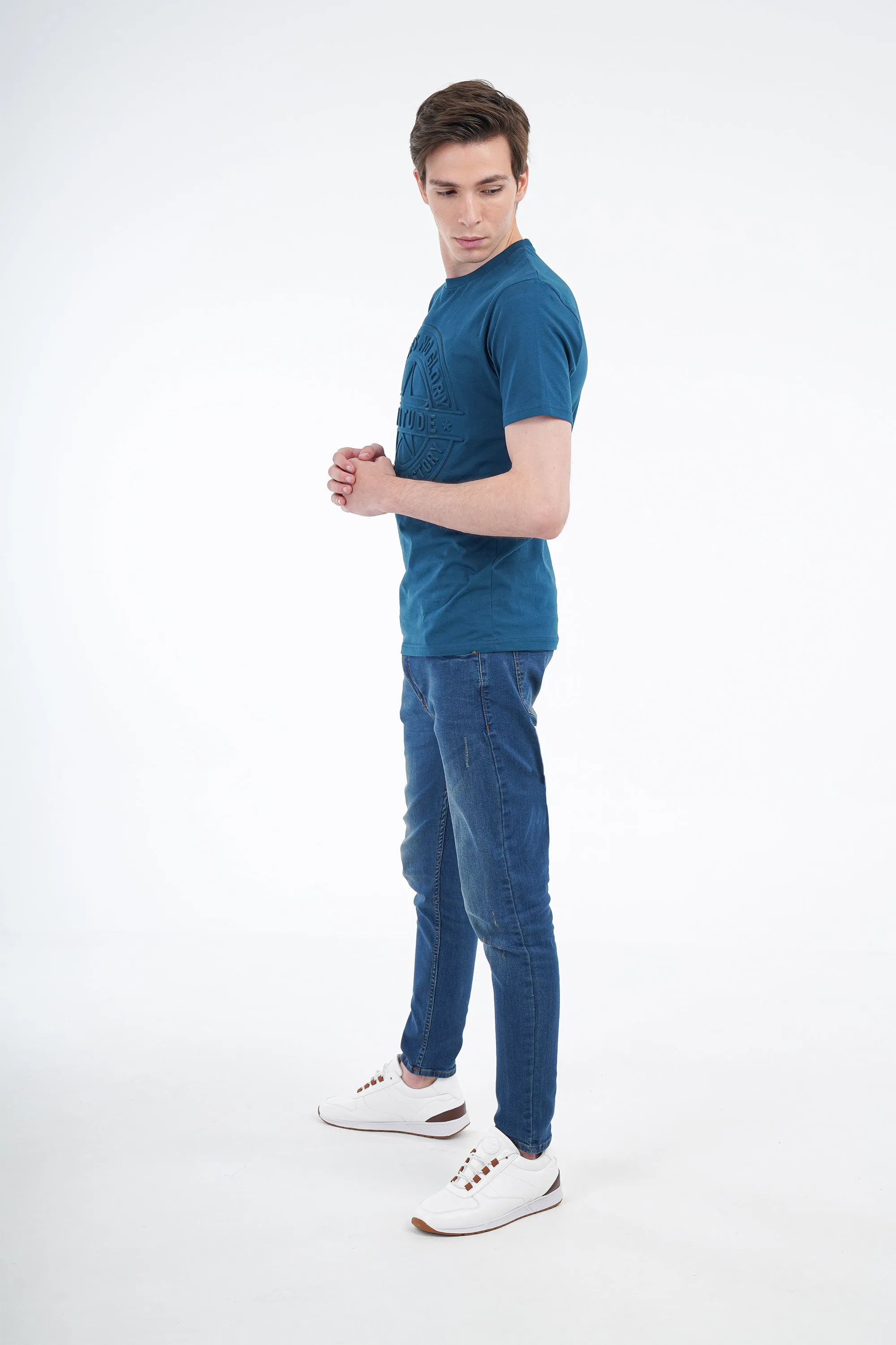 Teal Half Sleeve T-Shirt