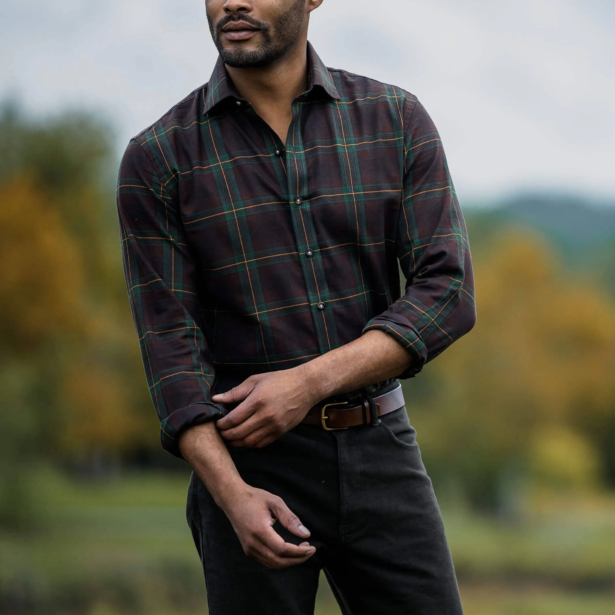 The Dark Brown Woodly Plaid Custom Shirt