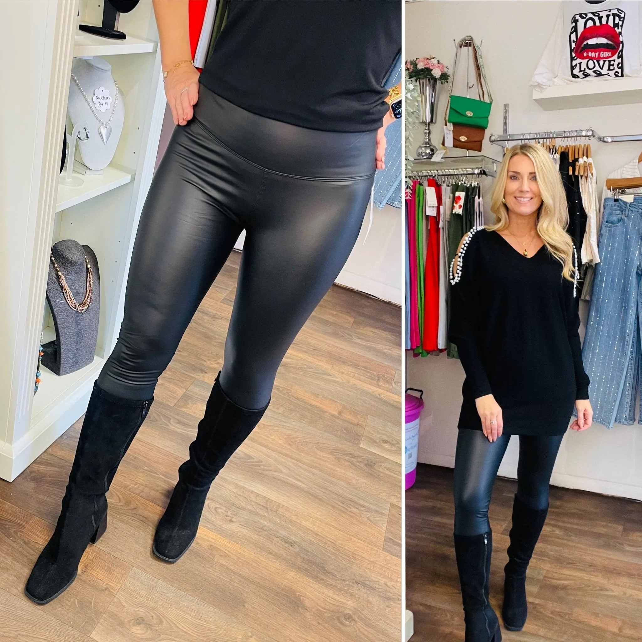 The DISCO black pu leggings