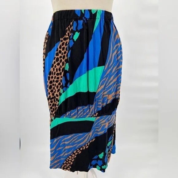 Tibi Multicolor Midi Skirt Silk Blend XS
