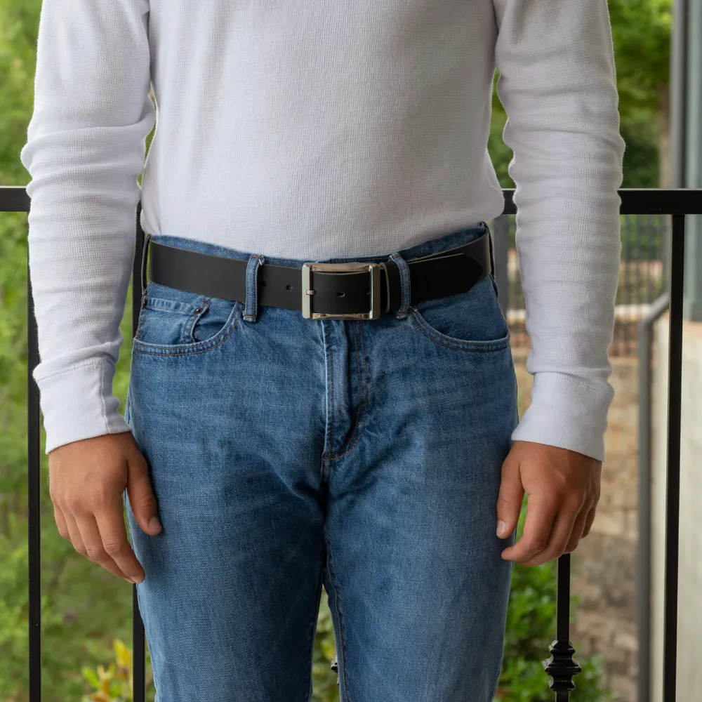 Titanium Black Leather Work Belt II by Nickel Smart®