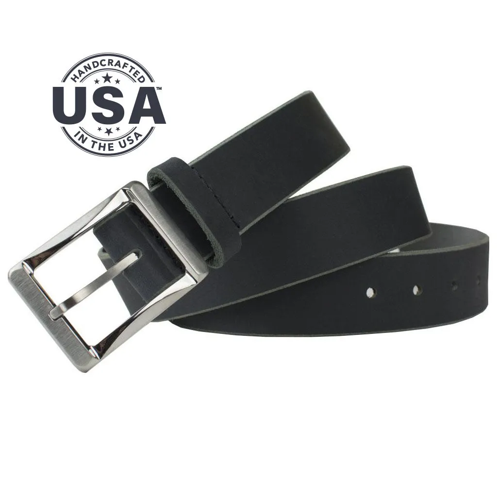 Titanium Black Leather Work Belt II by Nickel Smart®