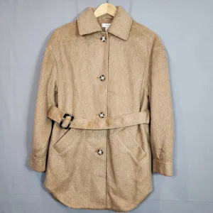 TOPSHOP , NORDSTROM Women's Wool Blend Belted Shirt Jacket Camel Tan Sz S NWT