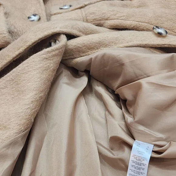 TOPSHOP , NORDSTROM Women's Wool Blend Belted Shirt Jacket Camel Tan Sz S NWT