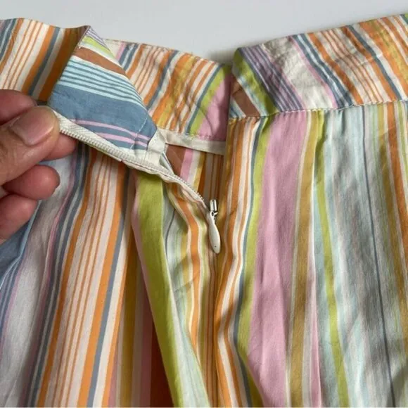 Trina Turk Pastel Pink &amp; Blue Stripes A-line Skirt 4/US S