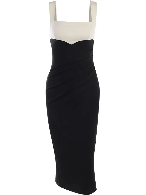 Two Tone Twist Split Thigh Dress