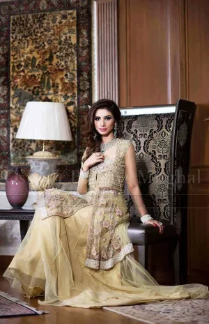 Wedding party dress with dabka threds and perls crystal work Model# P 1001