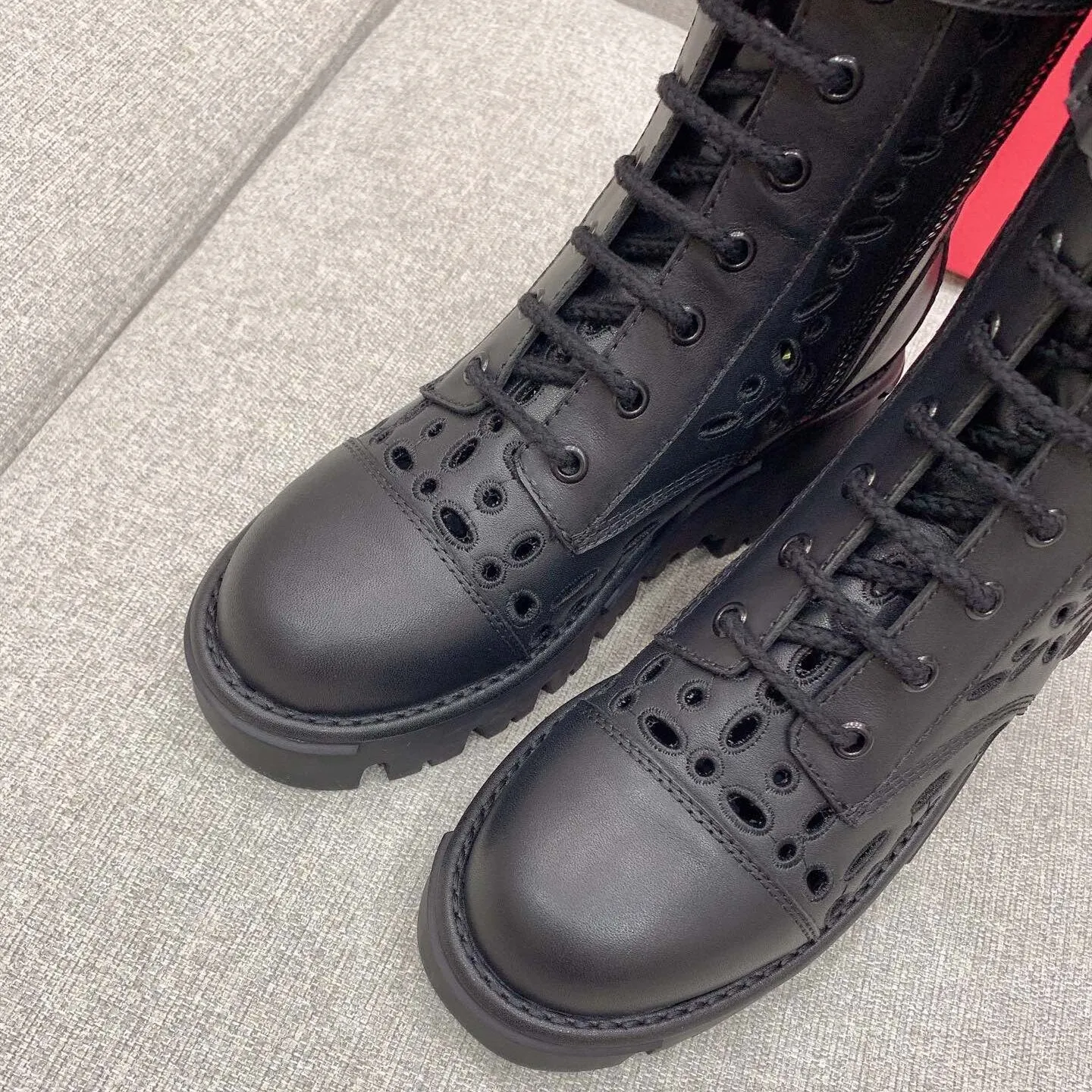 Women Genuine Leather Hollow Short Boots