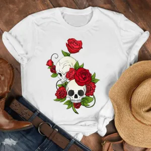 Women Lady Cartoon Butterfly Floral Fall Autumn Shirt Clothes Tshirt