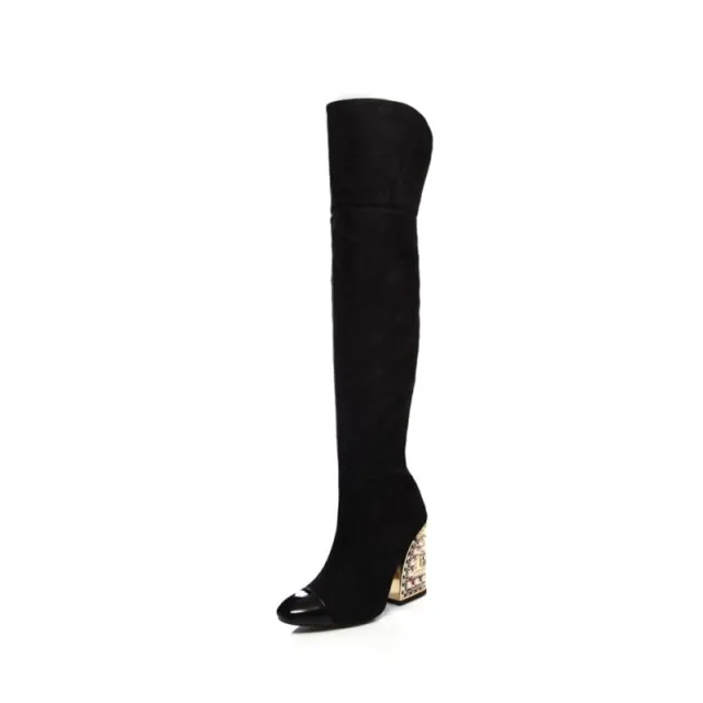 Women Pointed-Toe Boots Catwalk Style With Pearl