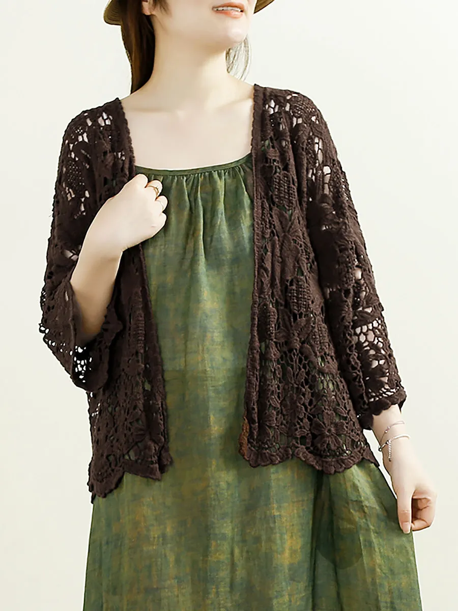 Women Summer Casual Solid Knitted Shirt Coat