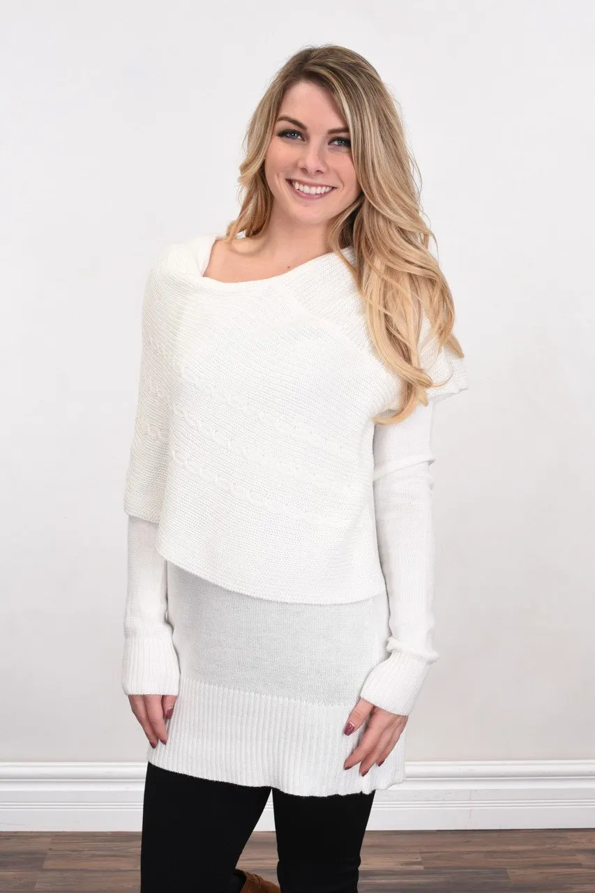 Wrapped Up in You Sweater ~ White
