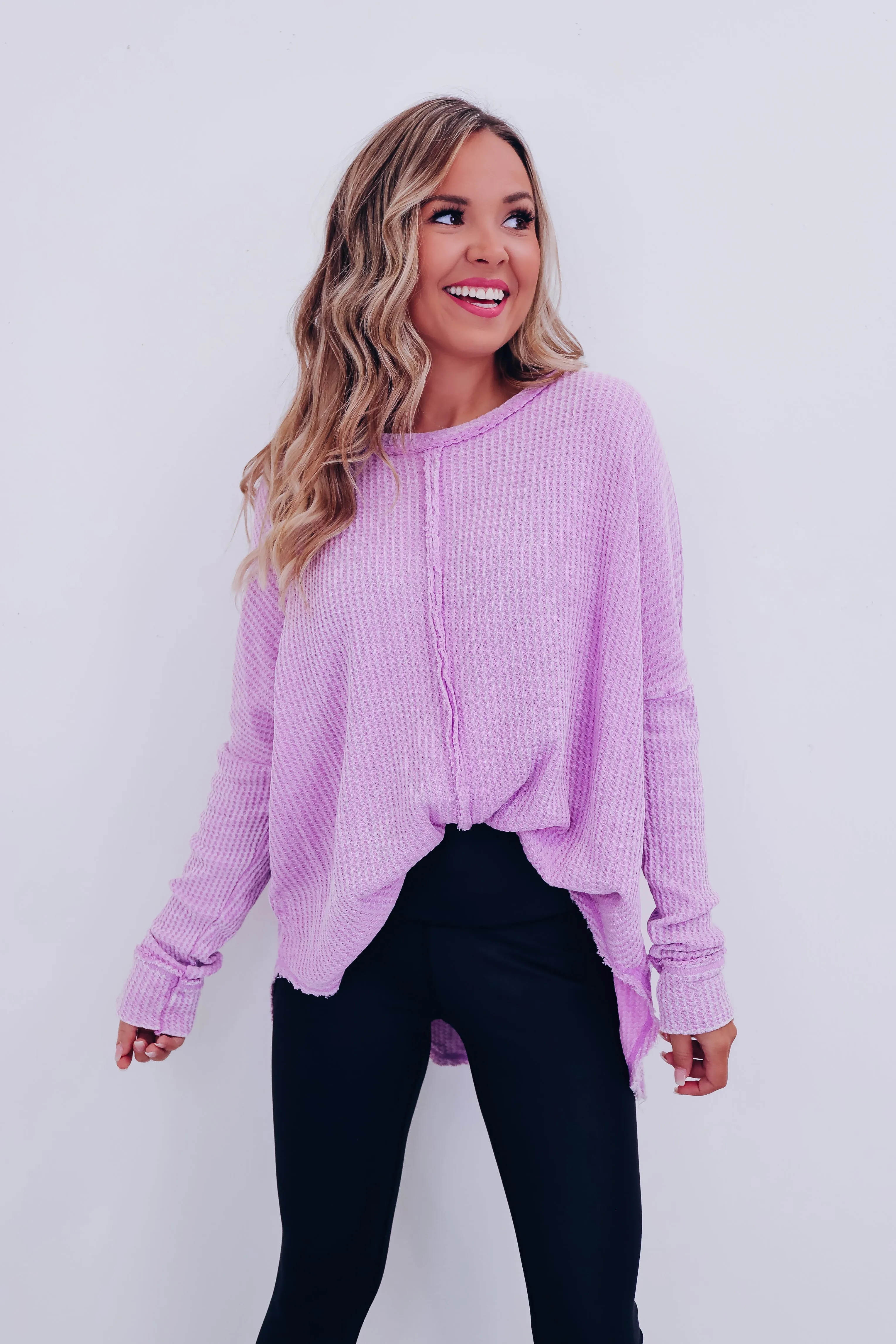 Wrenley Waffle Knit Top - Lavender