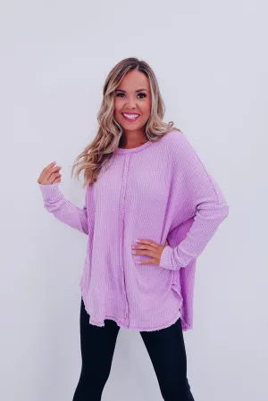 Wrenley Waffle Knit Top - Lavender
