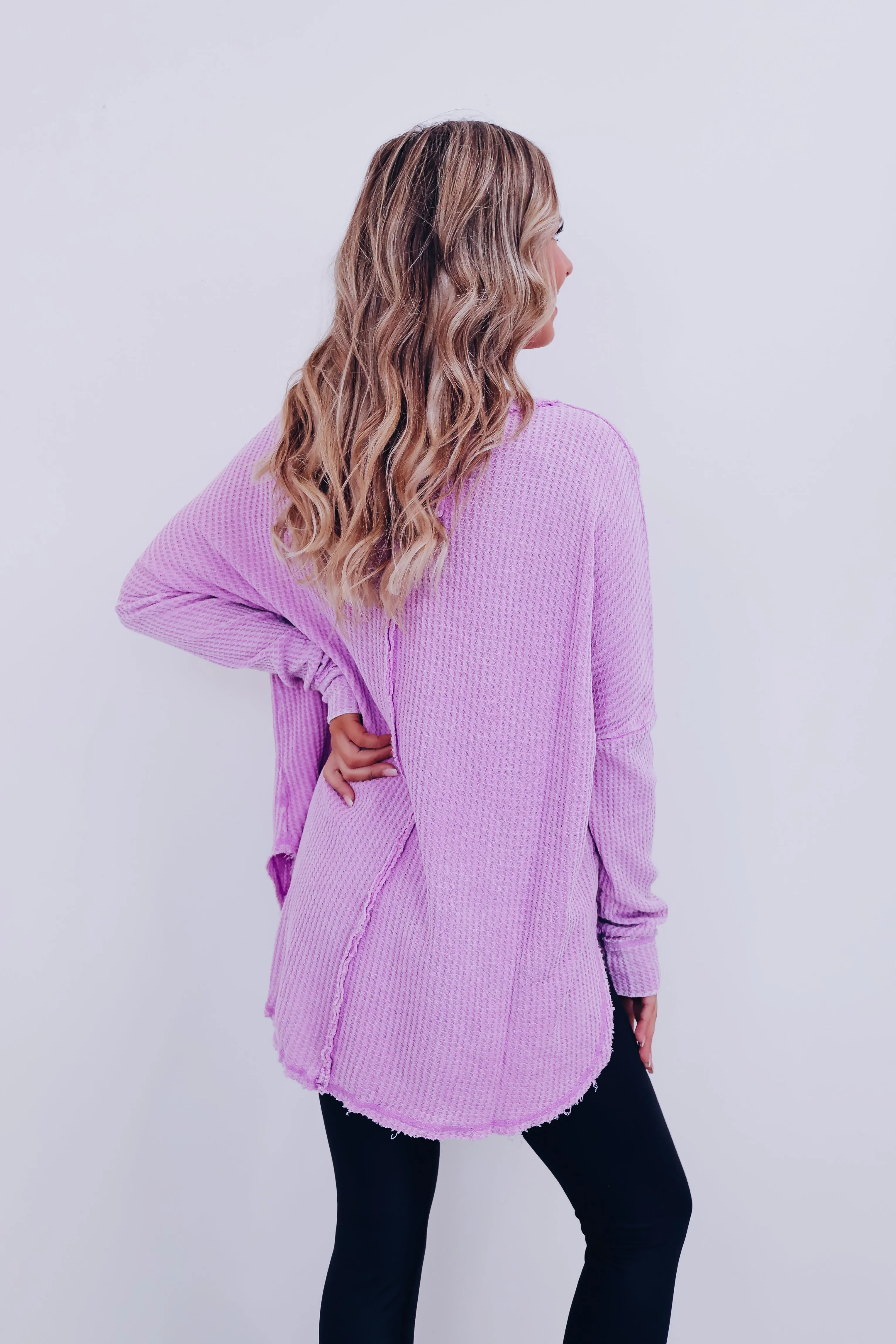 Wrenley Waffle Knit Top - Lavender
