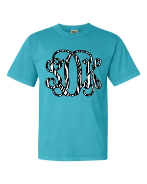 Zebra Print BIG Monogram Tee