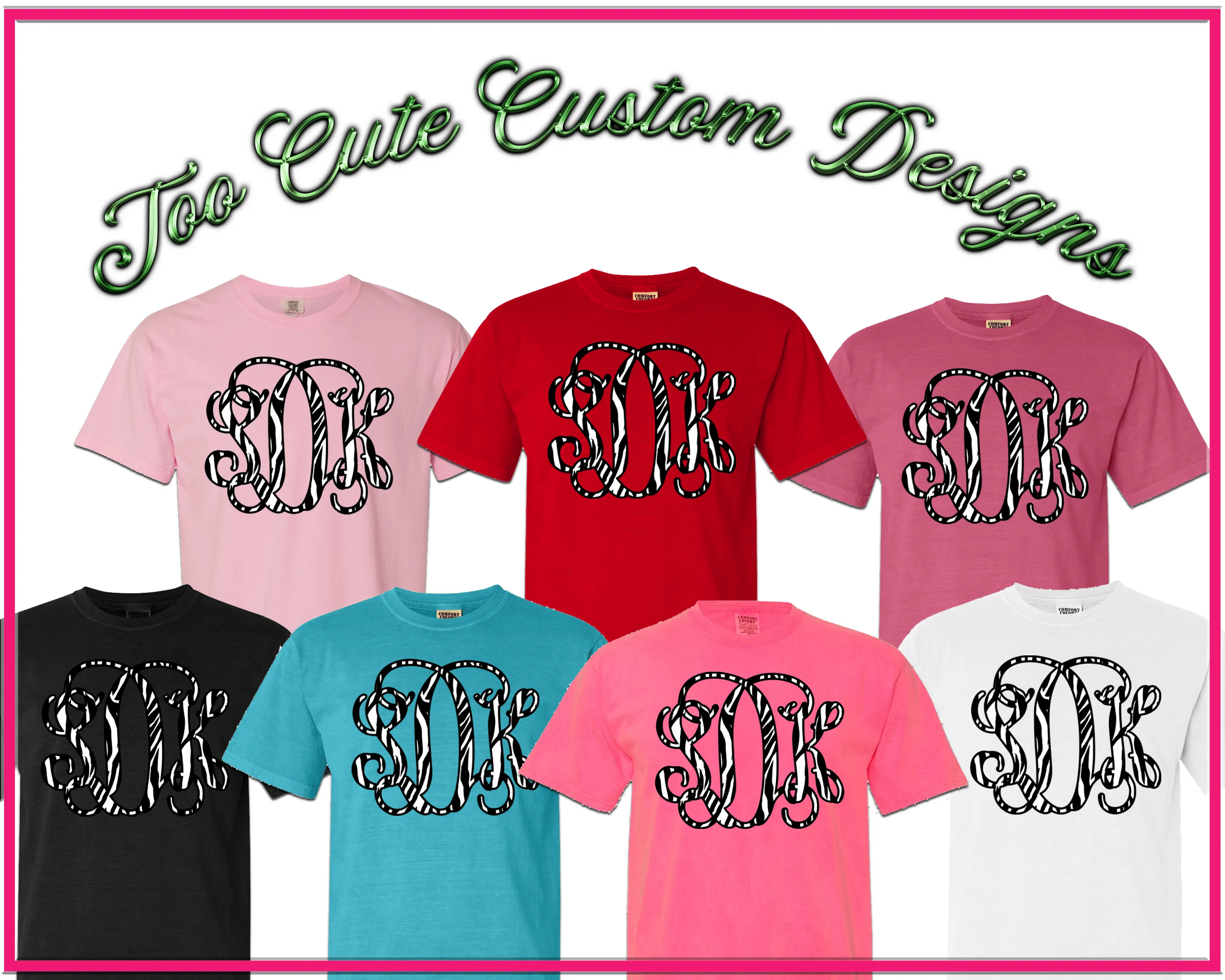 Zebra Print BIG Monogram Tee
